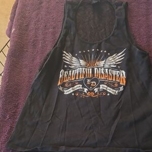 Black Tank Top with Winged Graphic